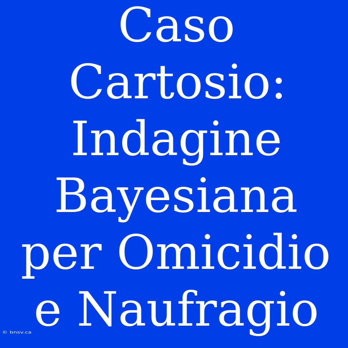 Caso Cartosio: Indagine Bayesiana Per Omicidio E Naufragio