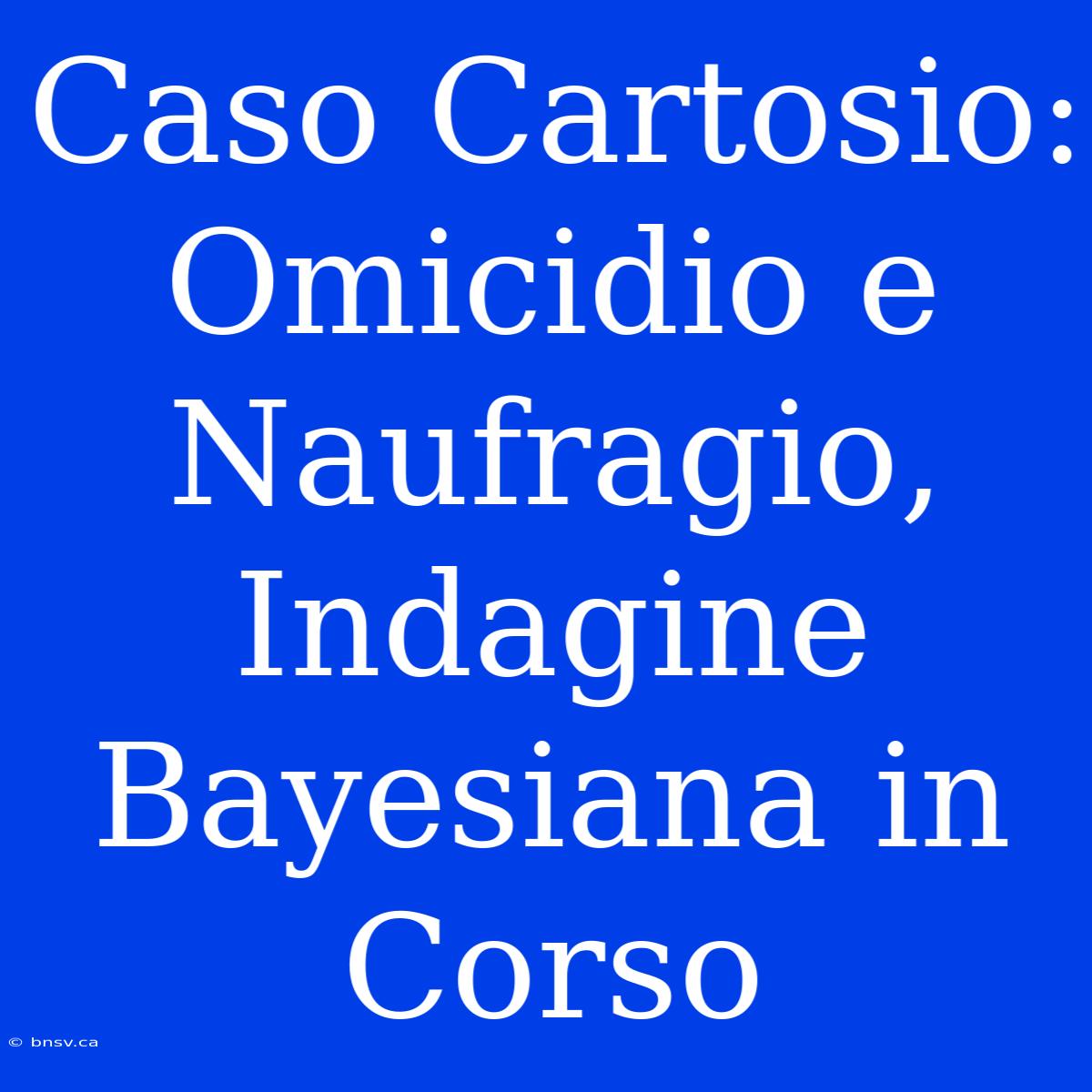 Caso Cartosio: Omicidio E Naufragio, Indagine Bayesiana In Corso