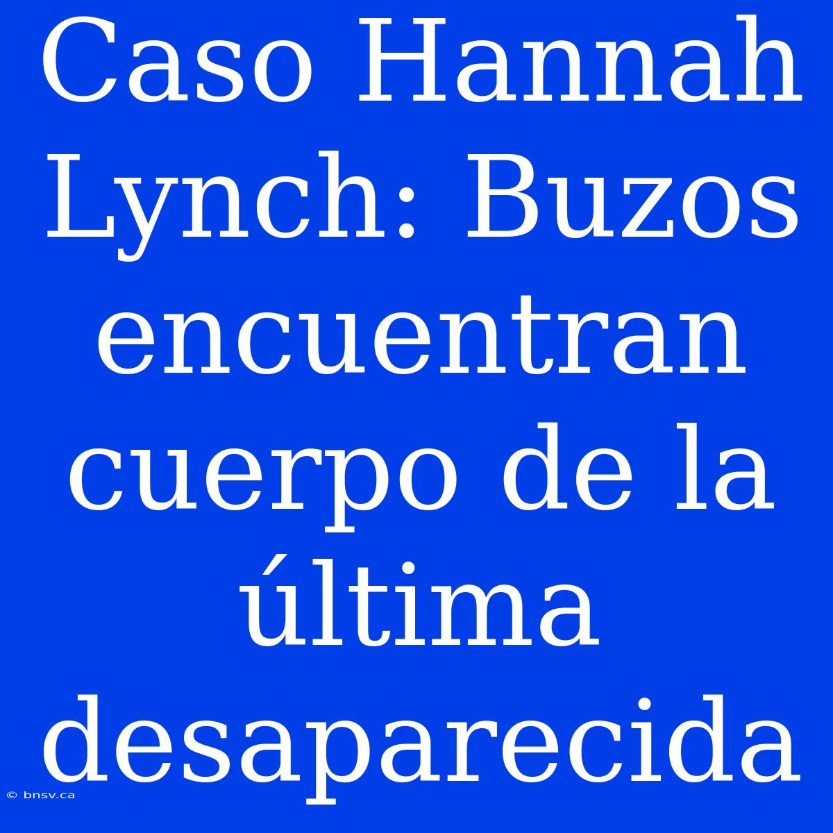 Caso Hannah Lynch: Buzos Encuentran Cuerpo De La Última Desaparecida