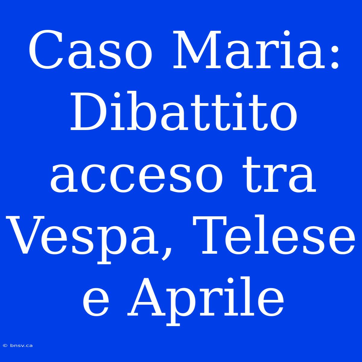 Caso Maria: Dibattito Acceso Tra Vespa, Telese E Aprile