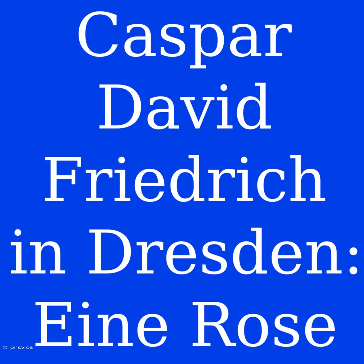 Caspar David Friedrich In Dresden: Eine Rose