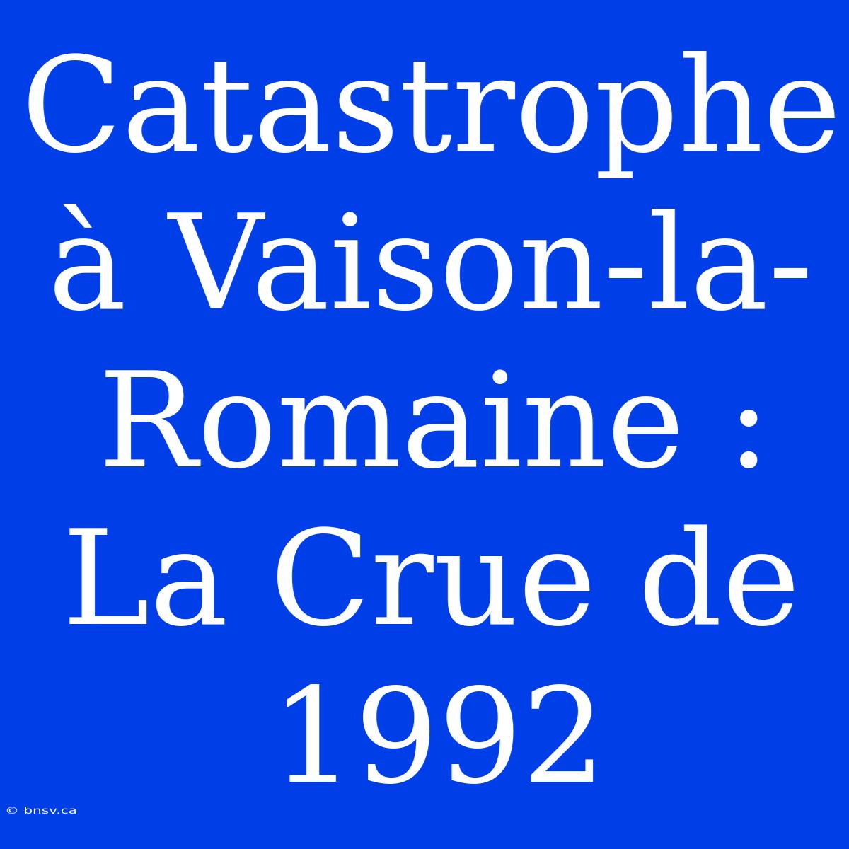 Catastrophe À Vaison-la-Romaine : La Crue De 1992