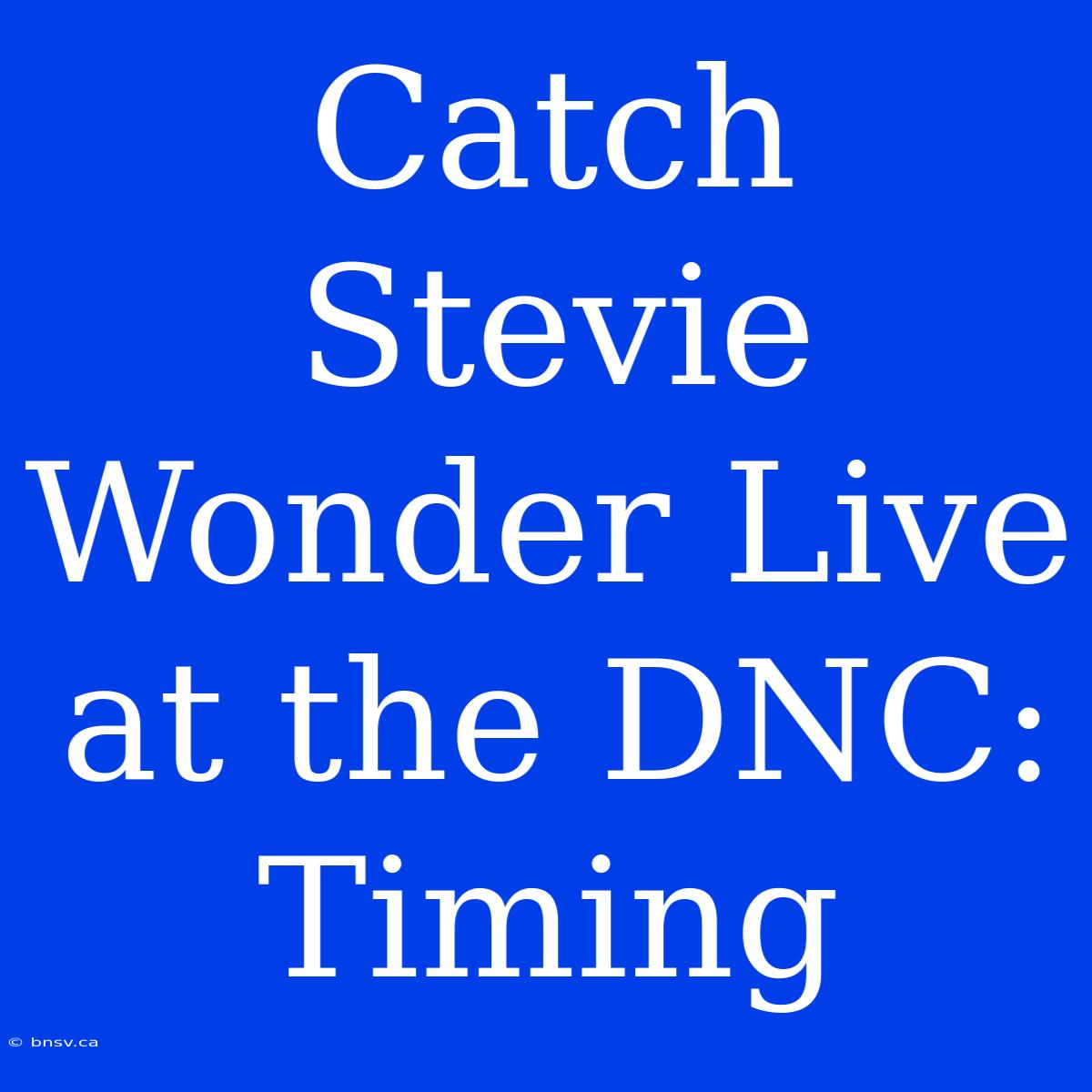 Catch Stevie Wonder Live At The DNC: Timing