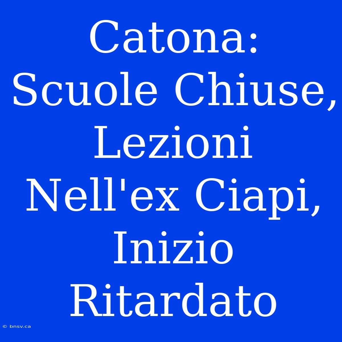 Catona: Scuole Chiuse, Lezioni Nell'ex Ciapi, Inizio Ritardato