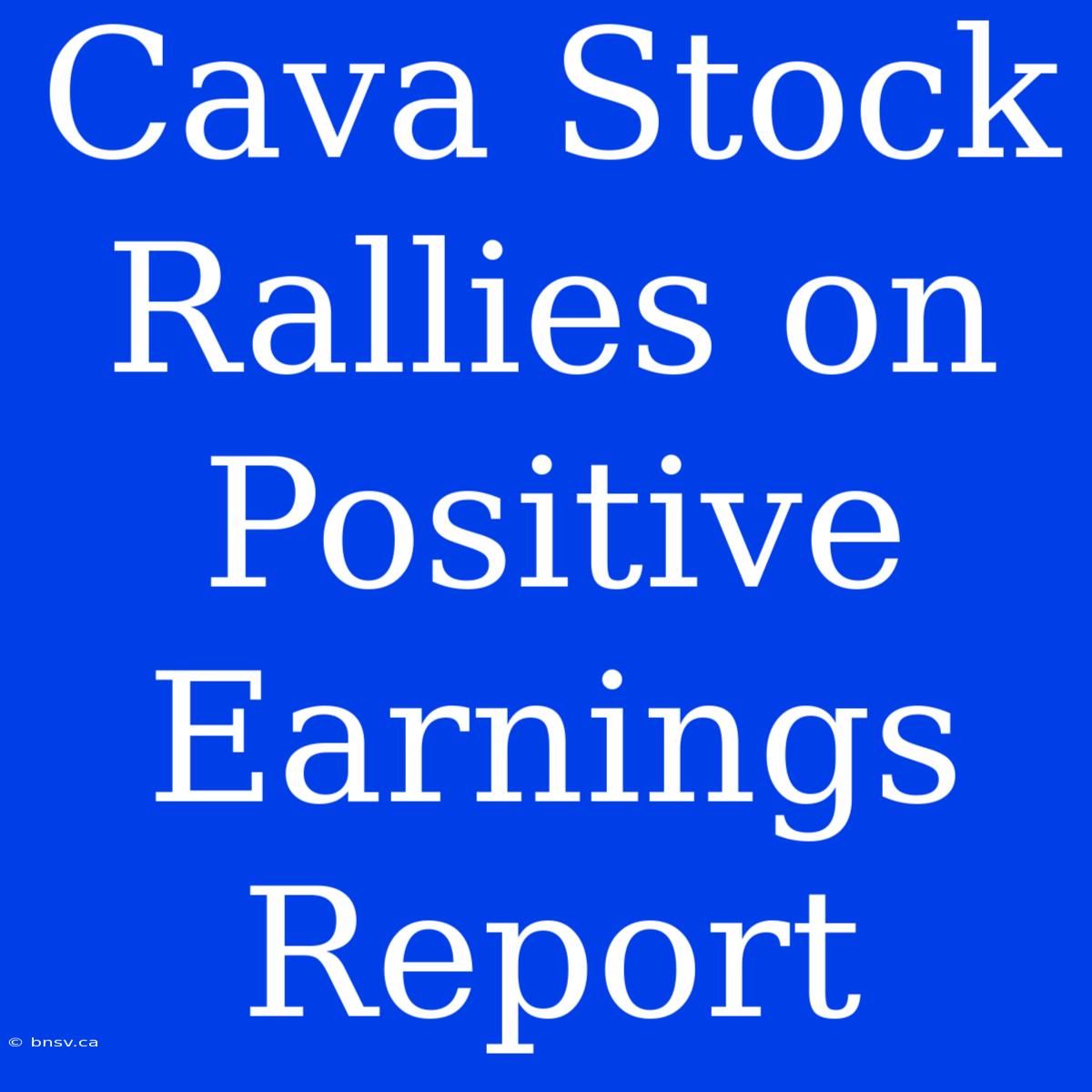 Cava Stock Rallies On Positive Earnings Report