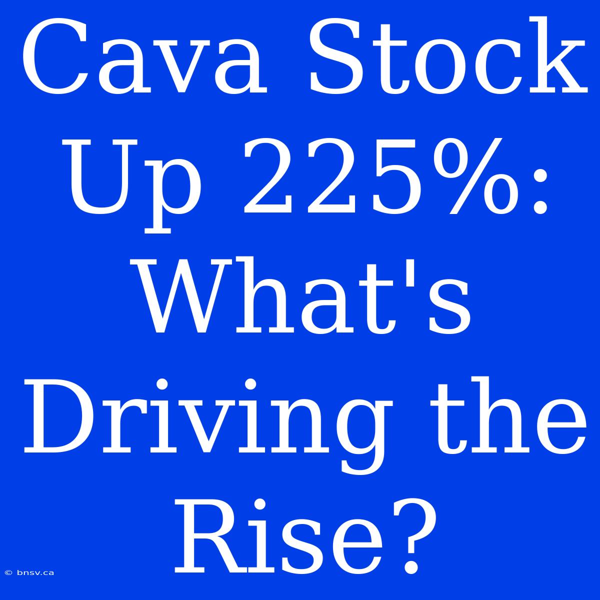 Cava Stock Up 225%: What's Driving The Rise?