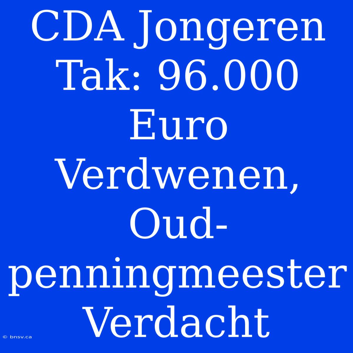 CDA Jongeren Tak: 96.000 Euro Verdwenen, Oud-penningmeester Verdacht