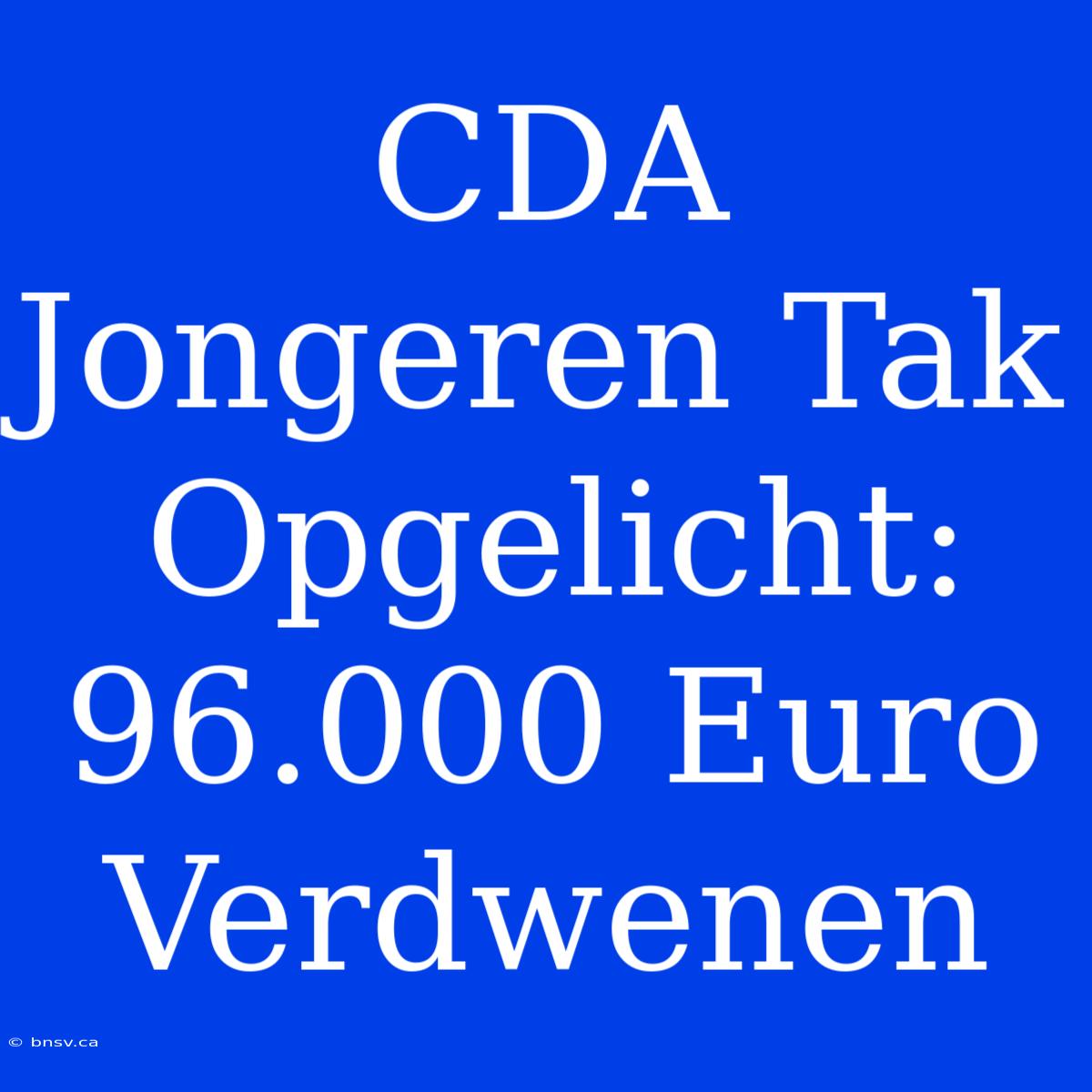 CDA Jongeren Tak Opgelicht: 96.000 Euro Verdwenen