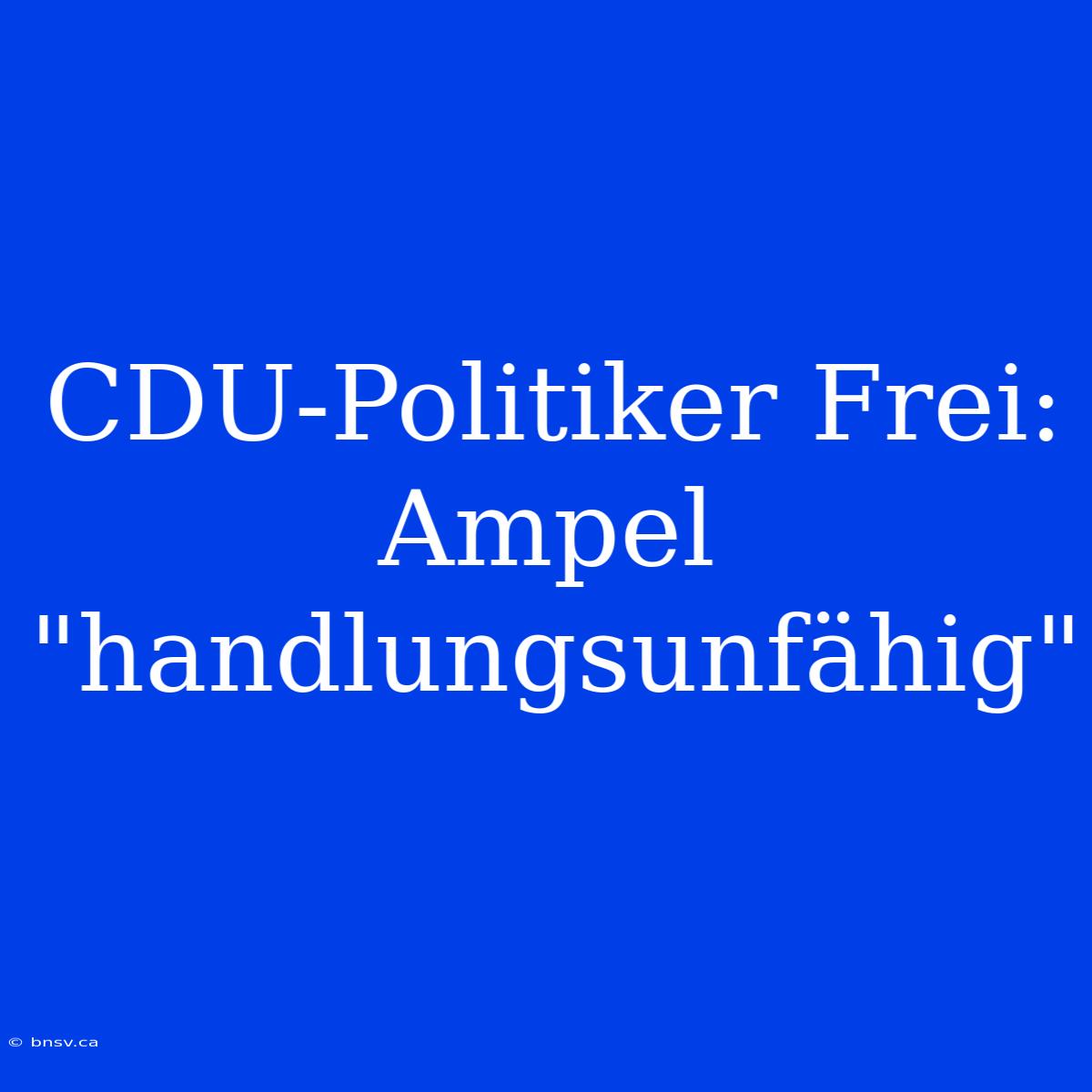 CDU-Politiker Frei: Ampel 