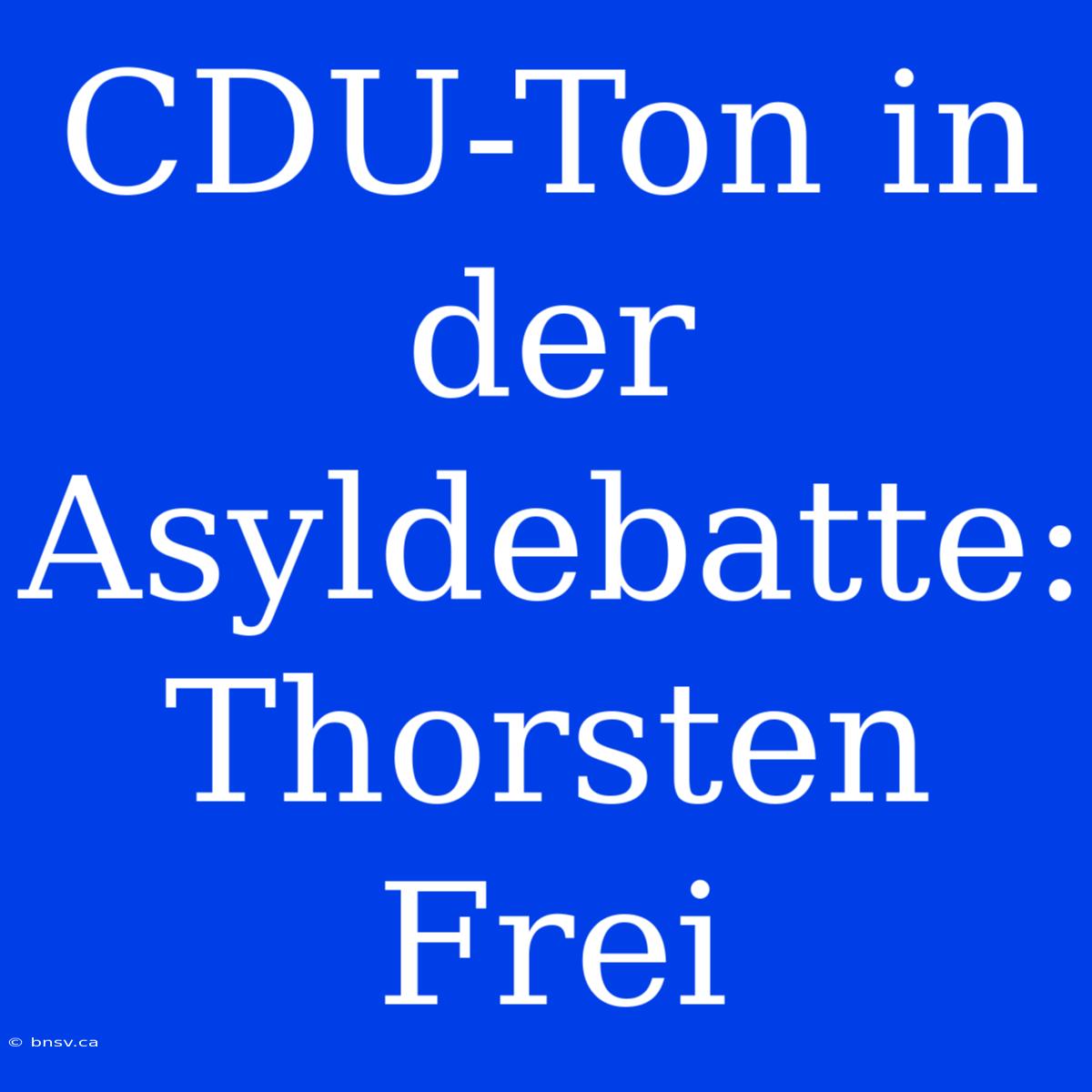 CDU-Ton In Der Asyldebatte: Thorsten Frei