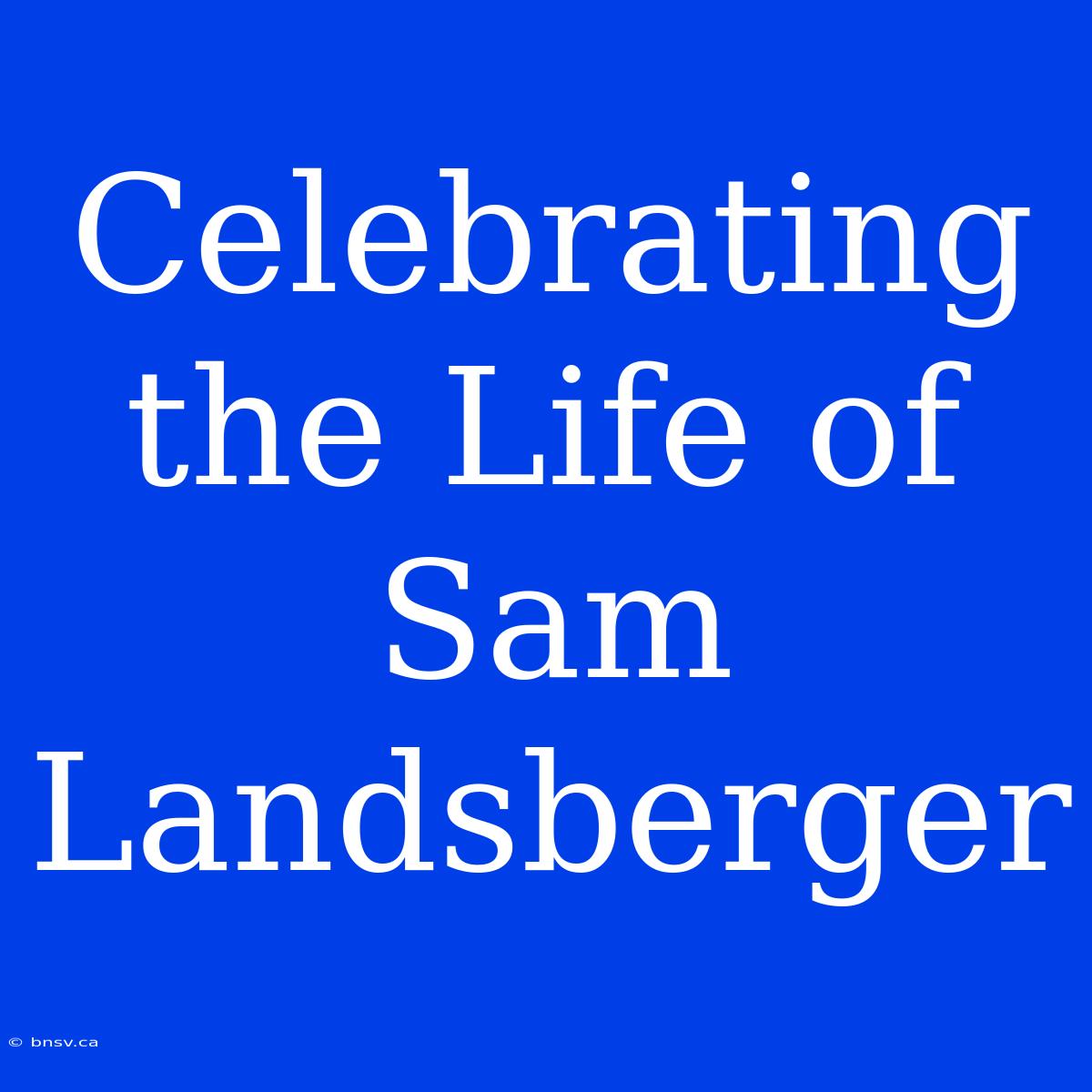 Celebrating The Life Of Sam Landsberger