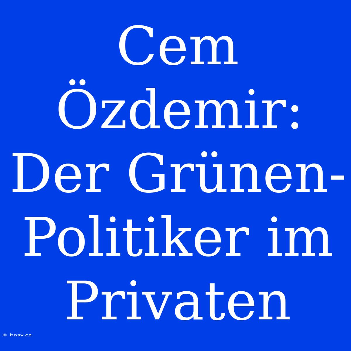 Cem Özdemir:  Der Grünen-Politiker Im Privaten