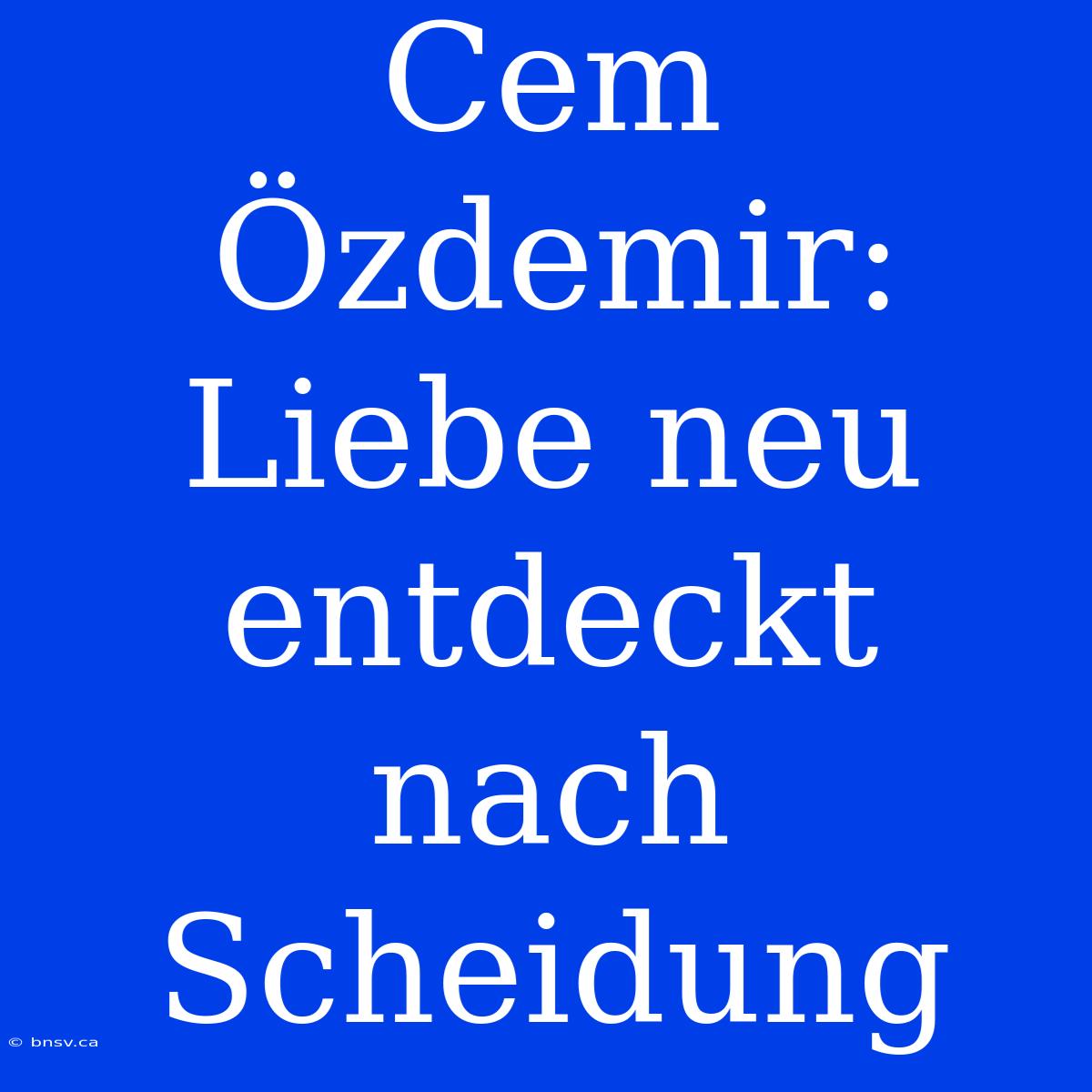 Cem Özdemir: Liebe Neu Entdeckt Nach Scheidung