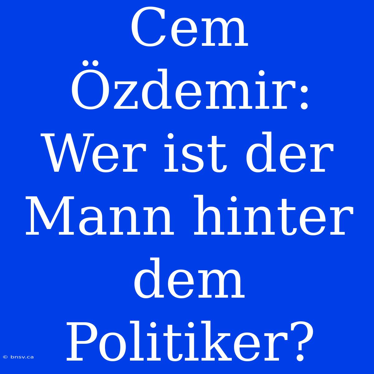 Cem Özdemir:  Wer Ist Der Mann Hinter Dem Politiker?