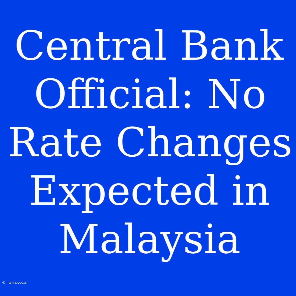 Central Bank Official: No Rate Changes Expected In Malaysia