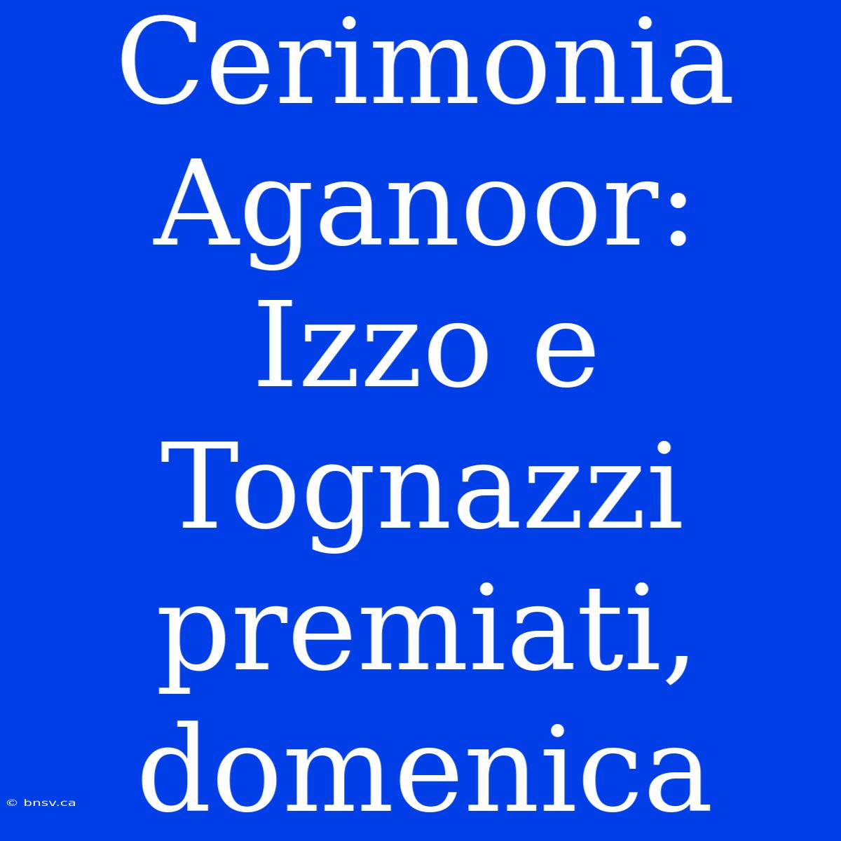 Cerimonia Aganoor: Izzo E Tognazzi Premiati, Domenica