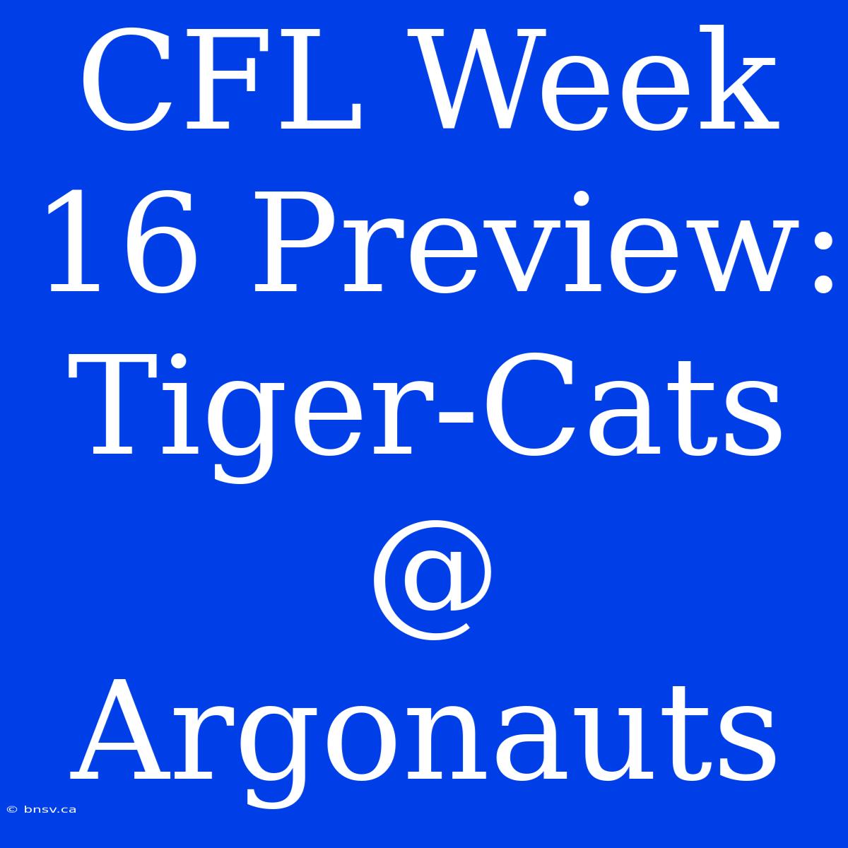 CFL Week 16 Preview: Tiger-Cats @ Argonauts