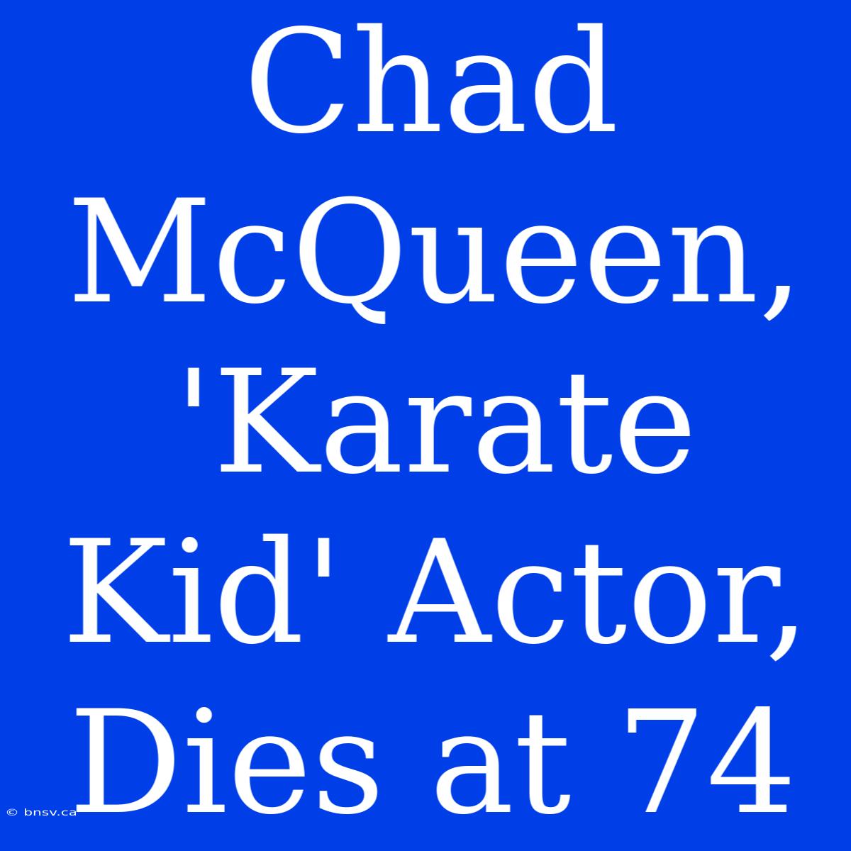 Chad McQueen, 'Karate Kid' Actor, Dies At 74