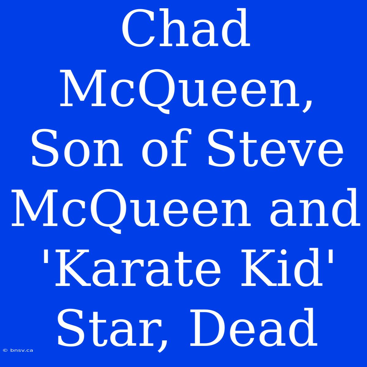 Chad McQueen, Son Of Steve McQueen And 'Karate Kid' Star, Dead