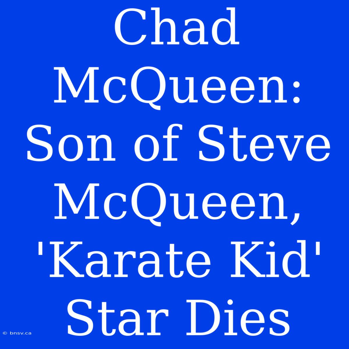 Chad McQueen: Son Of Steve McQueen, 'Karate Kid' Star Dies