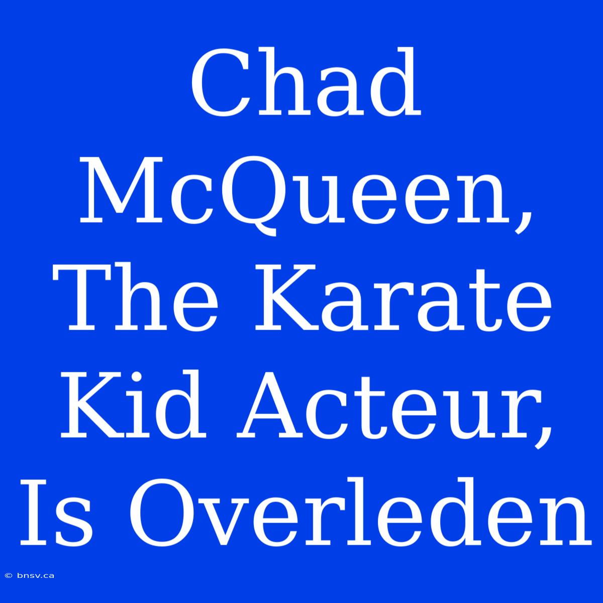 Chad McQueen, The Karate Kid Acteur, Is Overleden