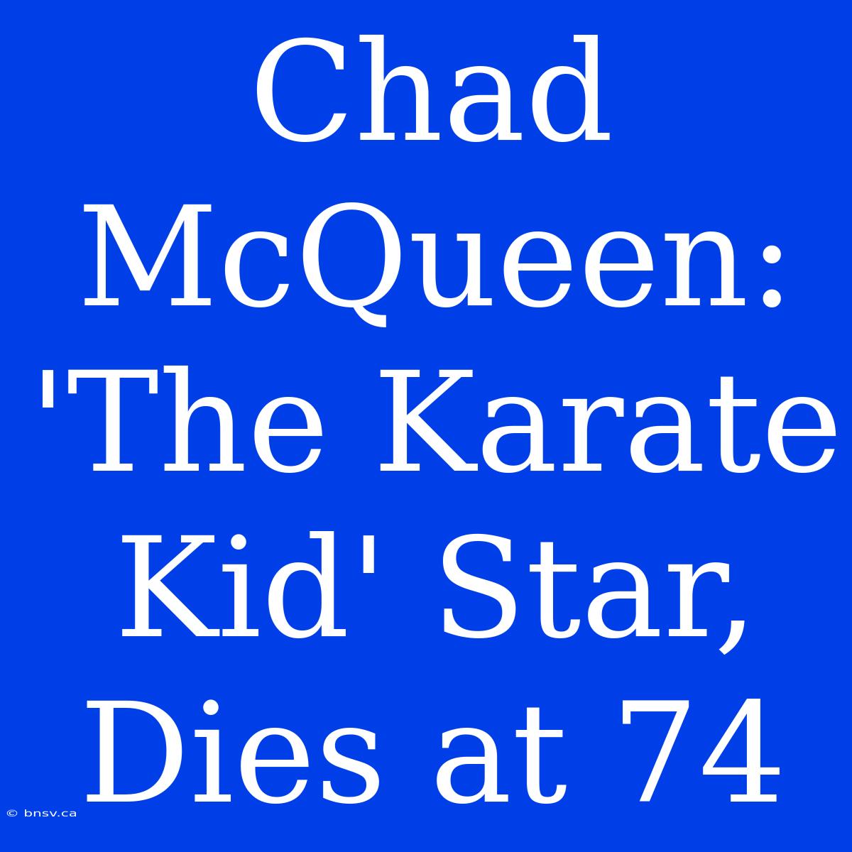 Chad McQueen: 'The Karate Kid' Star, Dies At 74