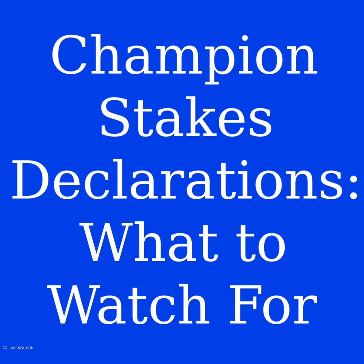 Champion Stakes Declarations: What To Watch For