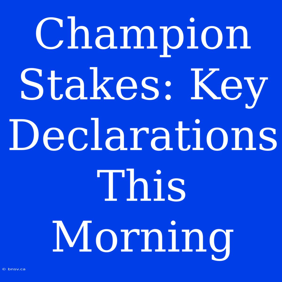 Champion Stakes: Key Declarations This Morning