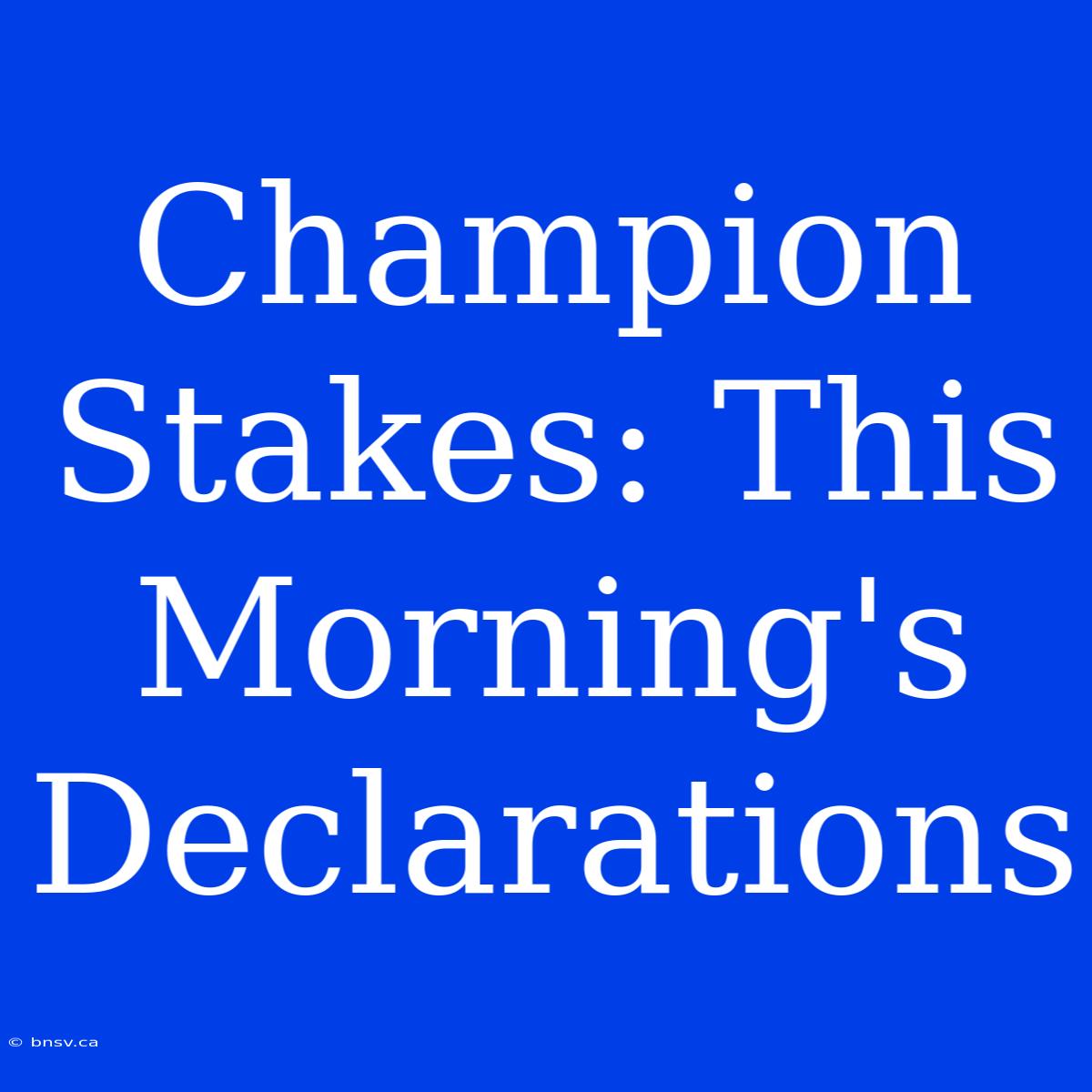 Champion Stakes: This Morning's Declarations