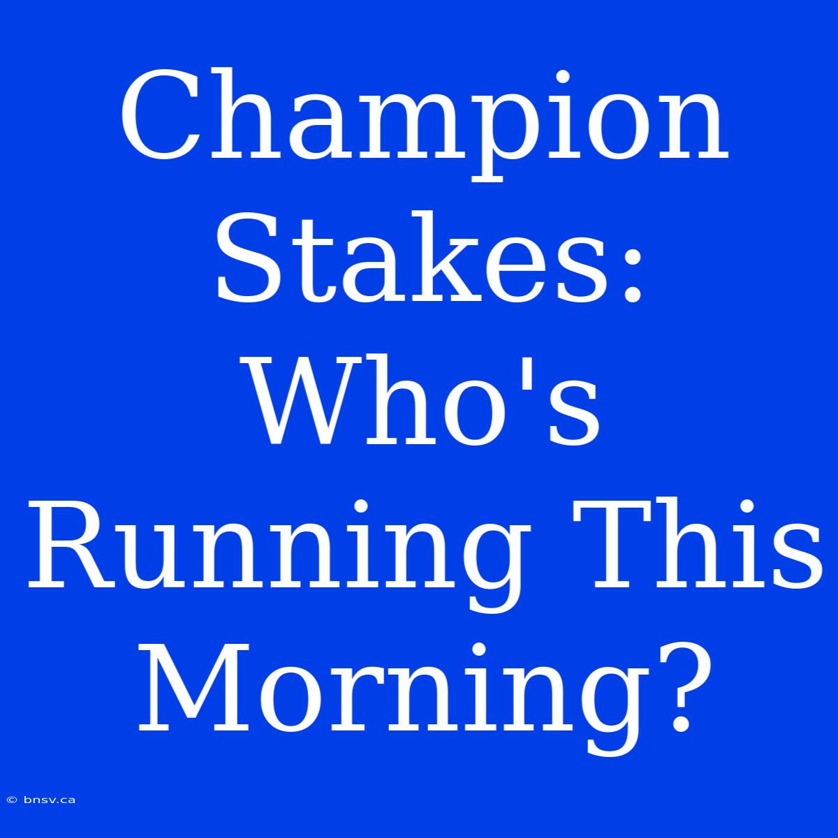 Champion Stakes: Who's Running This Morning?