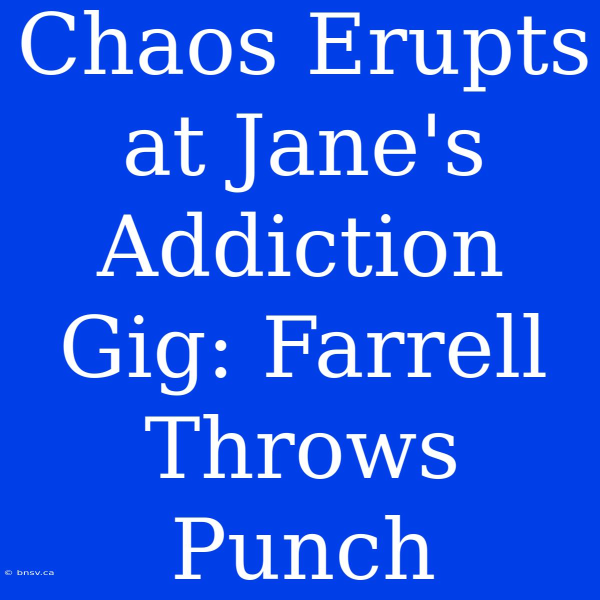 Chaos Erupts At Jane's Addiction Gig: Farrell Throws Punch