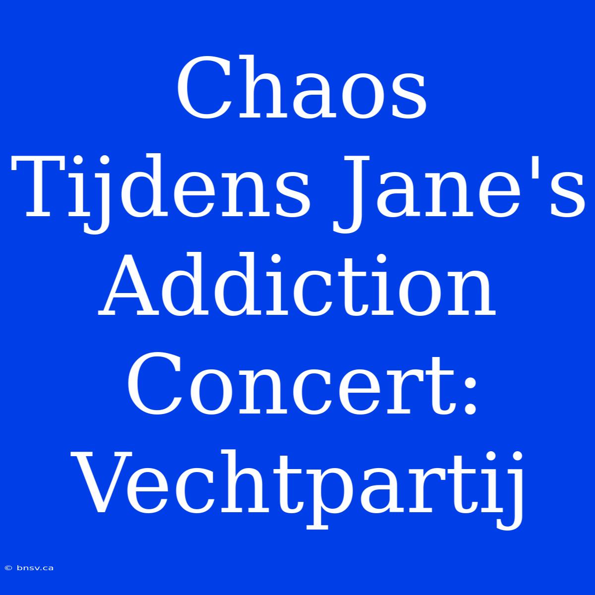 Chaos Tijdens Jane's Addiction Concert: Vechtpartij