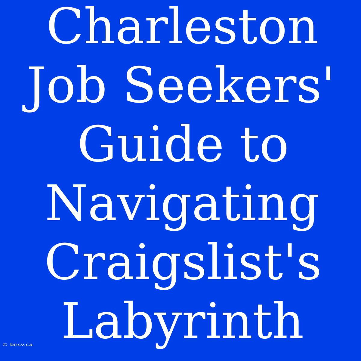 Charleston Job Seekers' Guide To Navigating Craigslist's Labyrinth