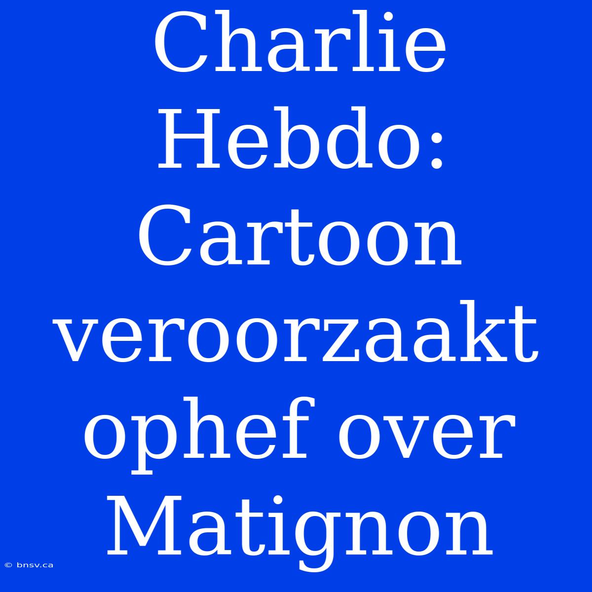 Charlie Hebdo: Cartoon Veroorzaakt Ophef Over Matignon