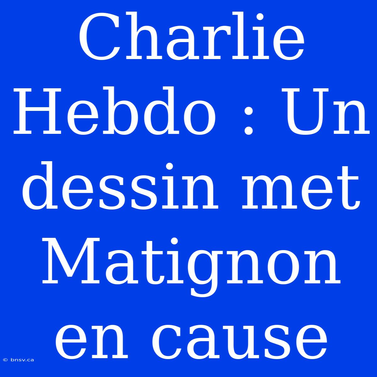 Charlie Hebdo : Un Dessin Met Matignon En Cause