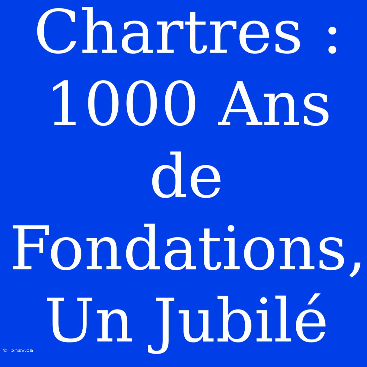 Chartres : 1000 Ans De Fondations, Un Jubilé