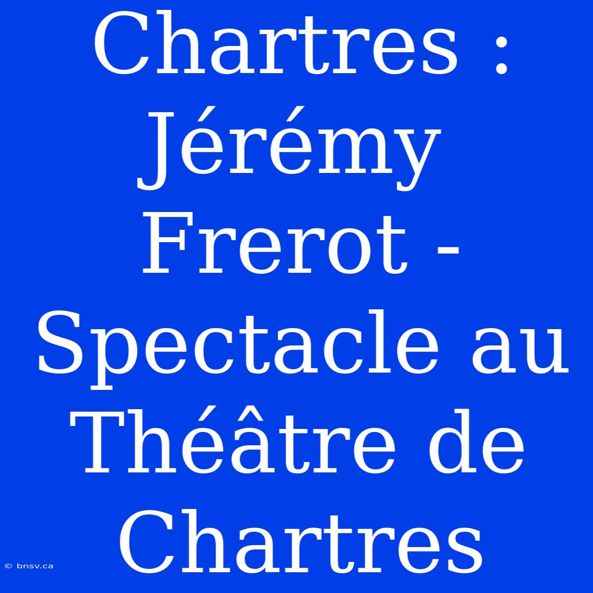 Chartres : Jérémy Frerot - Spectacle Au Théâtre De Chartres