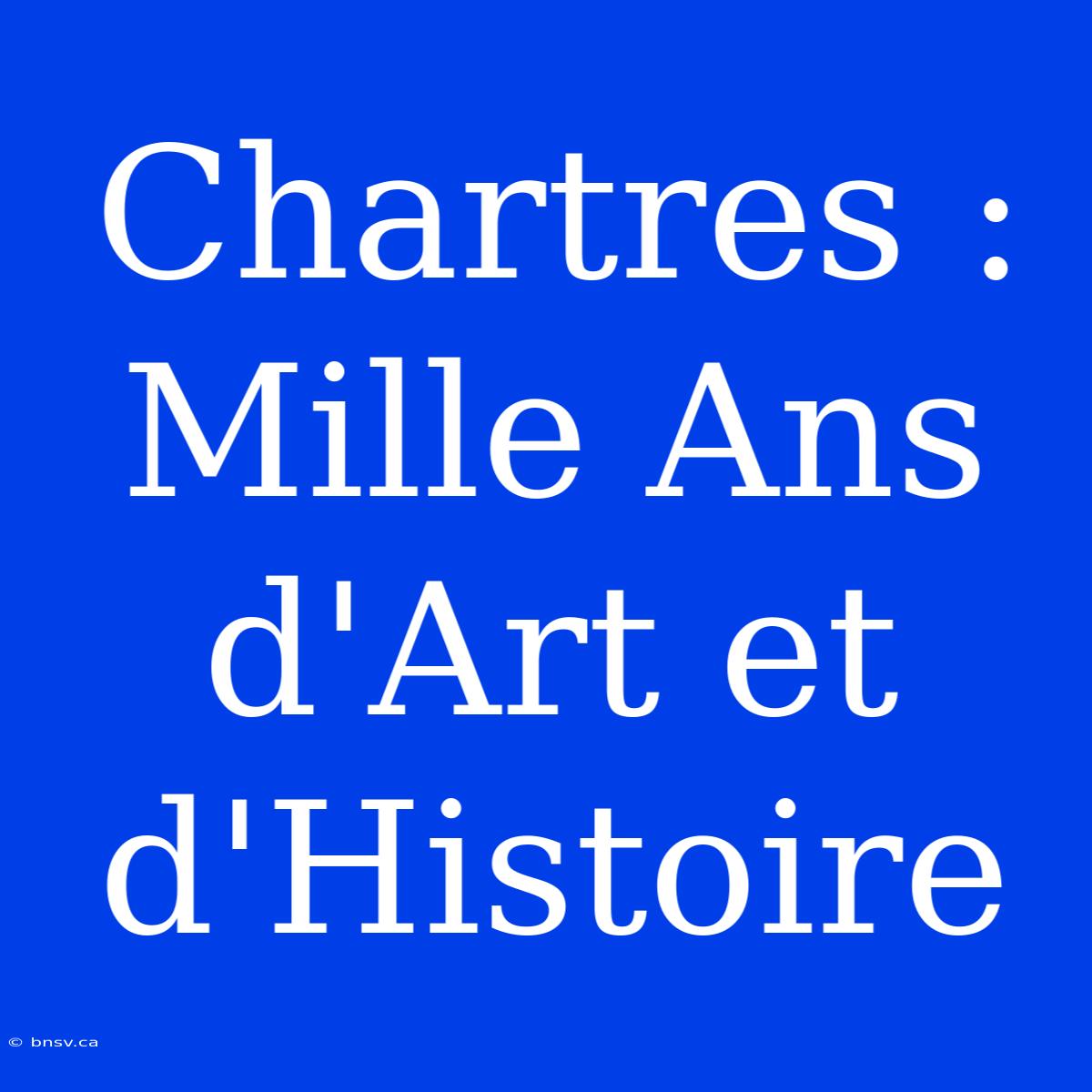 Chartres : Mille Ans D'Art Et D'Histoire