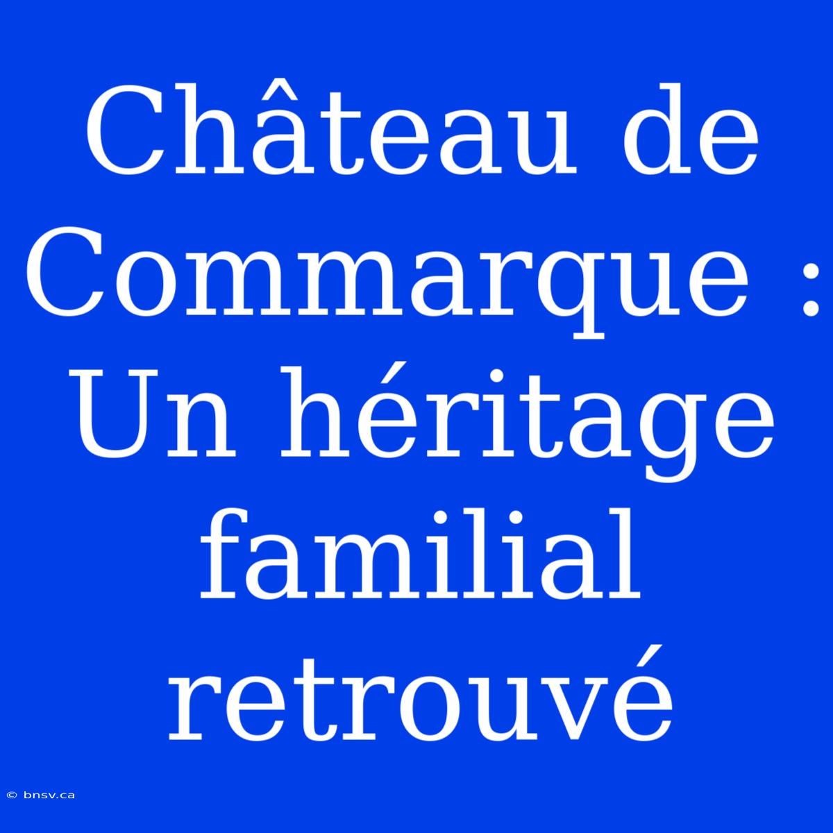 Château De Commarque : Un Héritage Familial Retrouvé