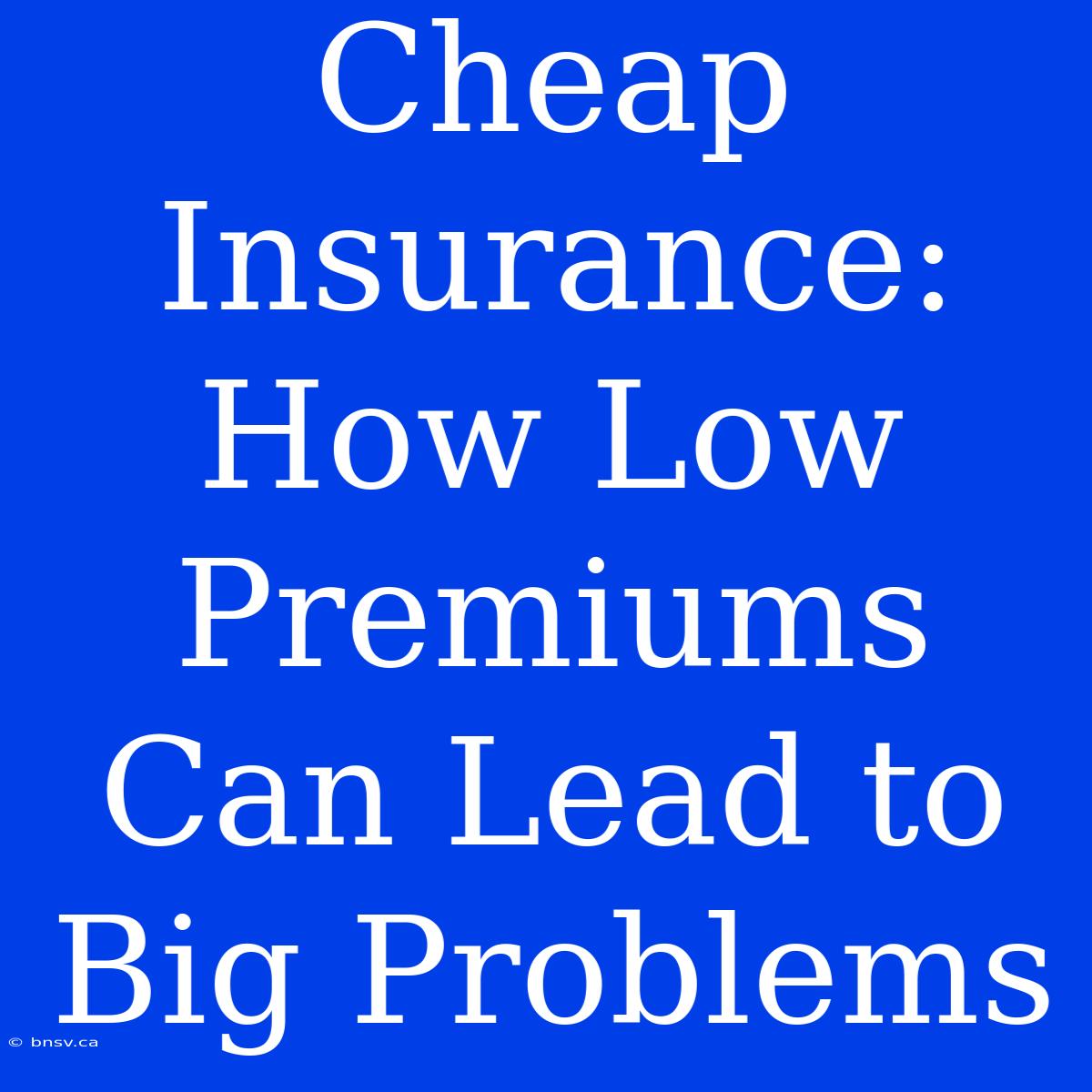 Cheap Insurance: How Low Premiums Can Lead To Big Problems