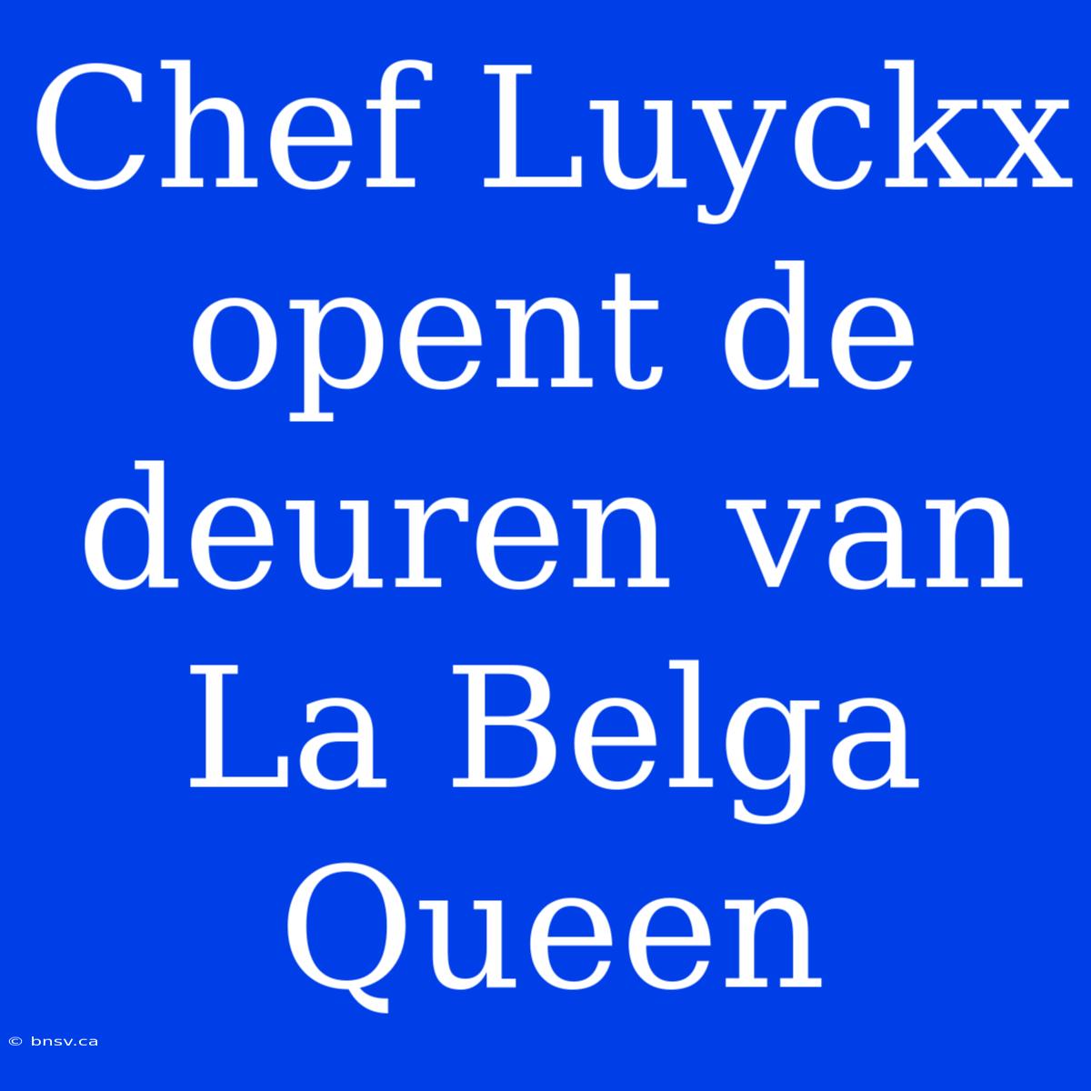 Chef Luyckx Opent De Deuren Van La Belga Queen