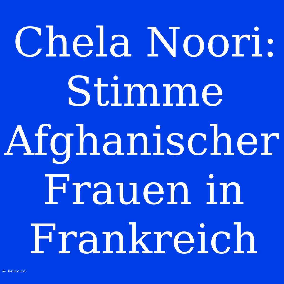 Chela Noori: Stimme Afghanischer Frauen In Frankreich