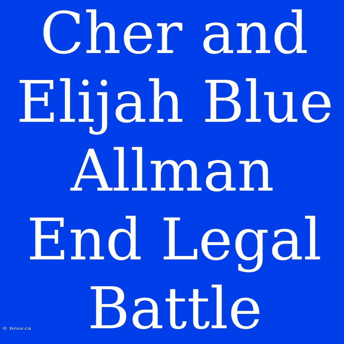 Cher And Elijah Blue Allman End Legal Battle