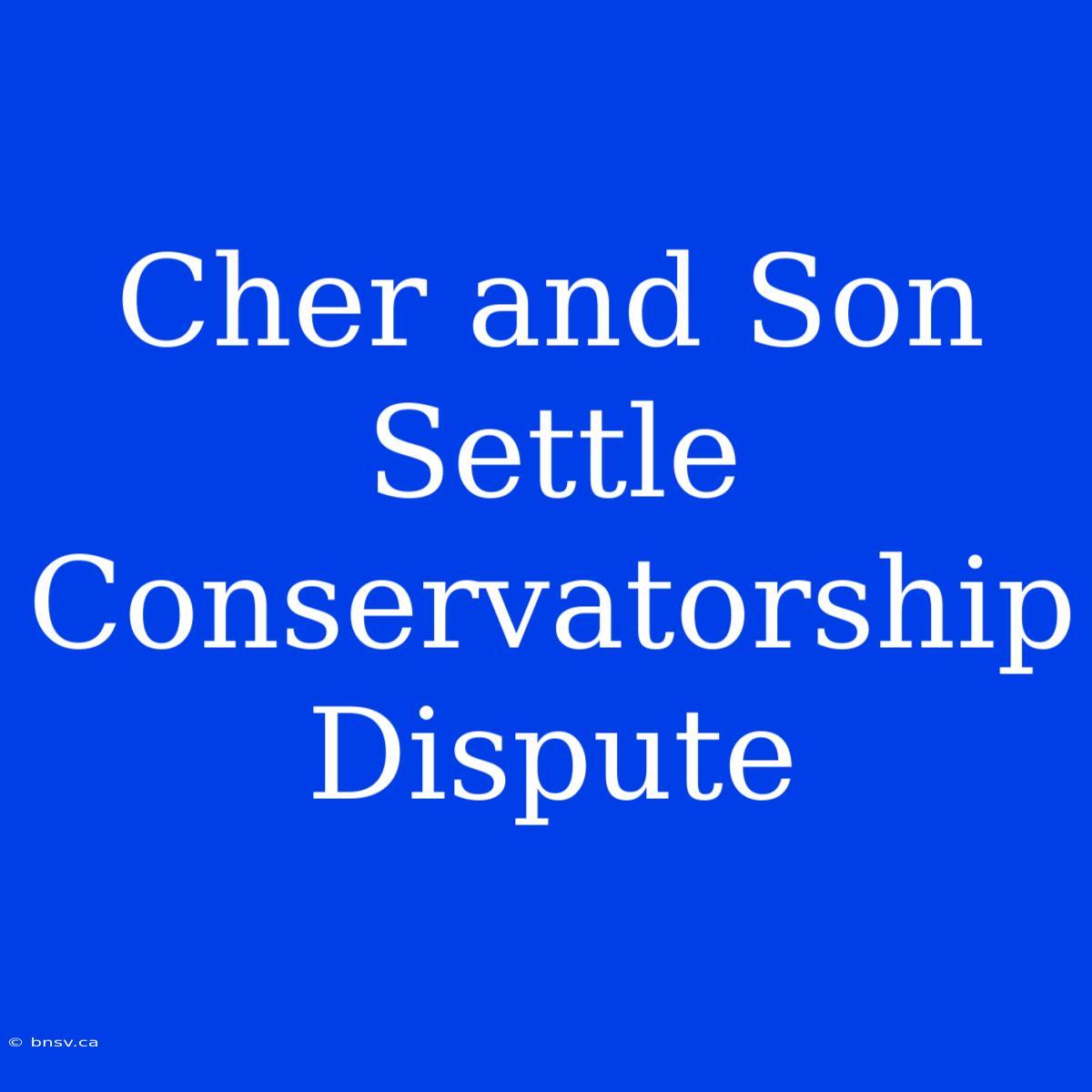 Cher And Son Settle Conservatorship Dispute