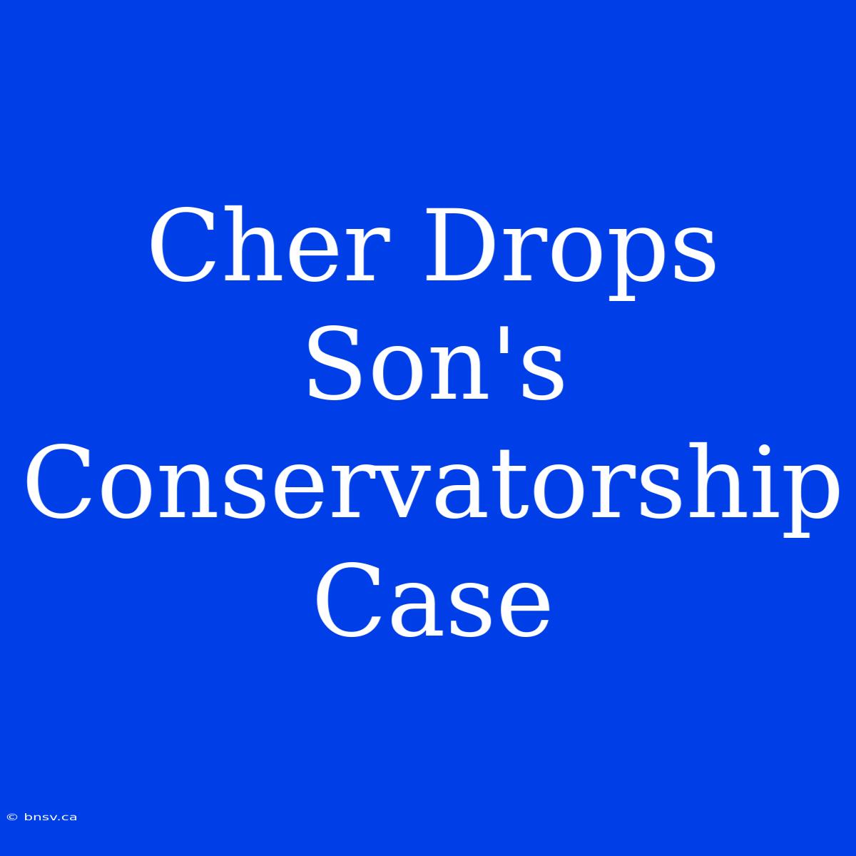 Cher Drops Son's Conservatorship Case