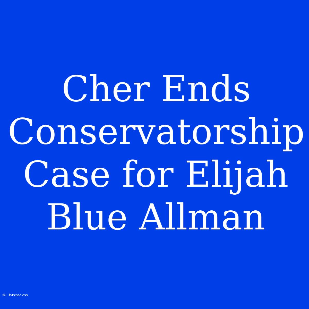 Cher Ends Conservatorship Case For Elijah Blue Allman