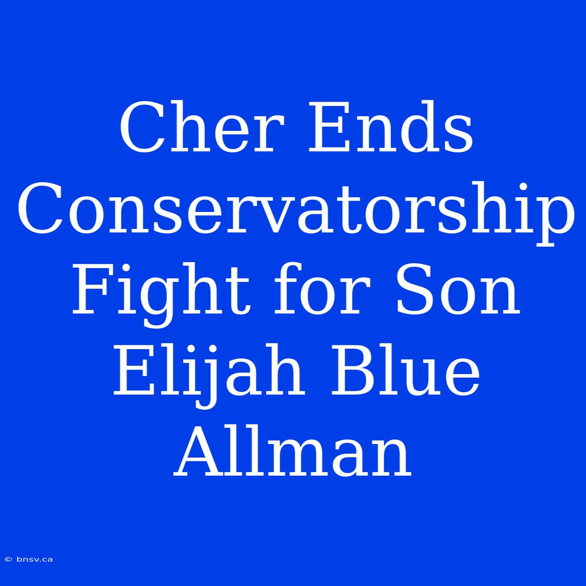 Cher Ends Conservatorship Fight For Son Elijah Blue Allman