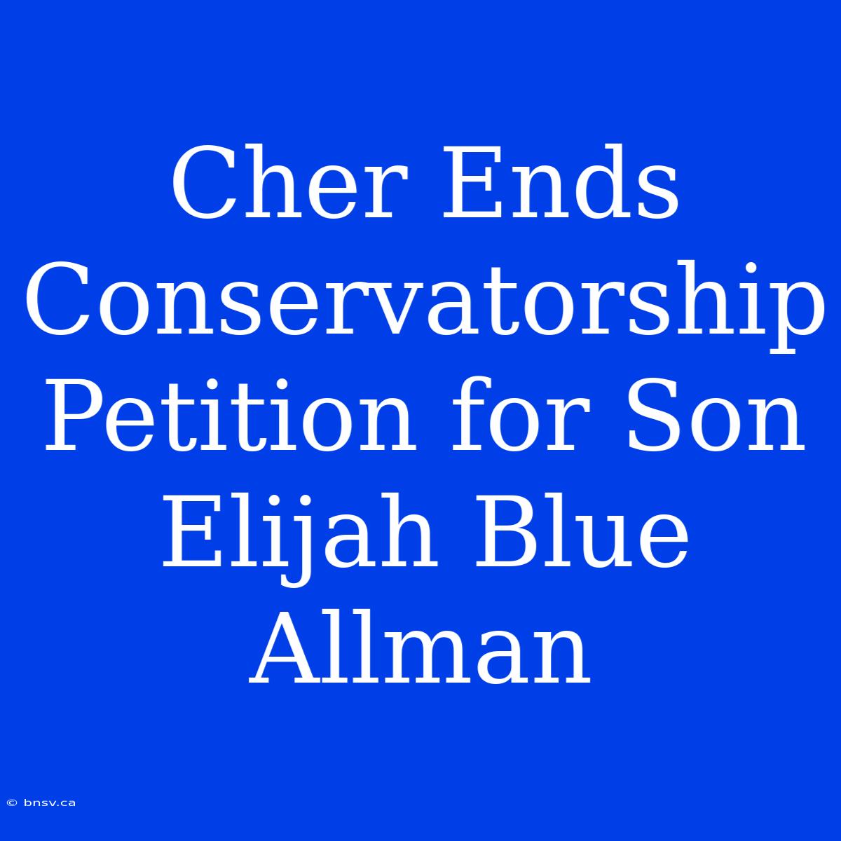 Cher Ends Conservatorship Petition For Son Elijah Blue Allman