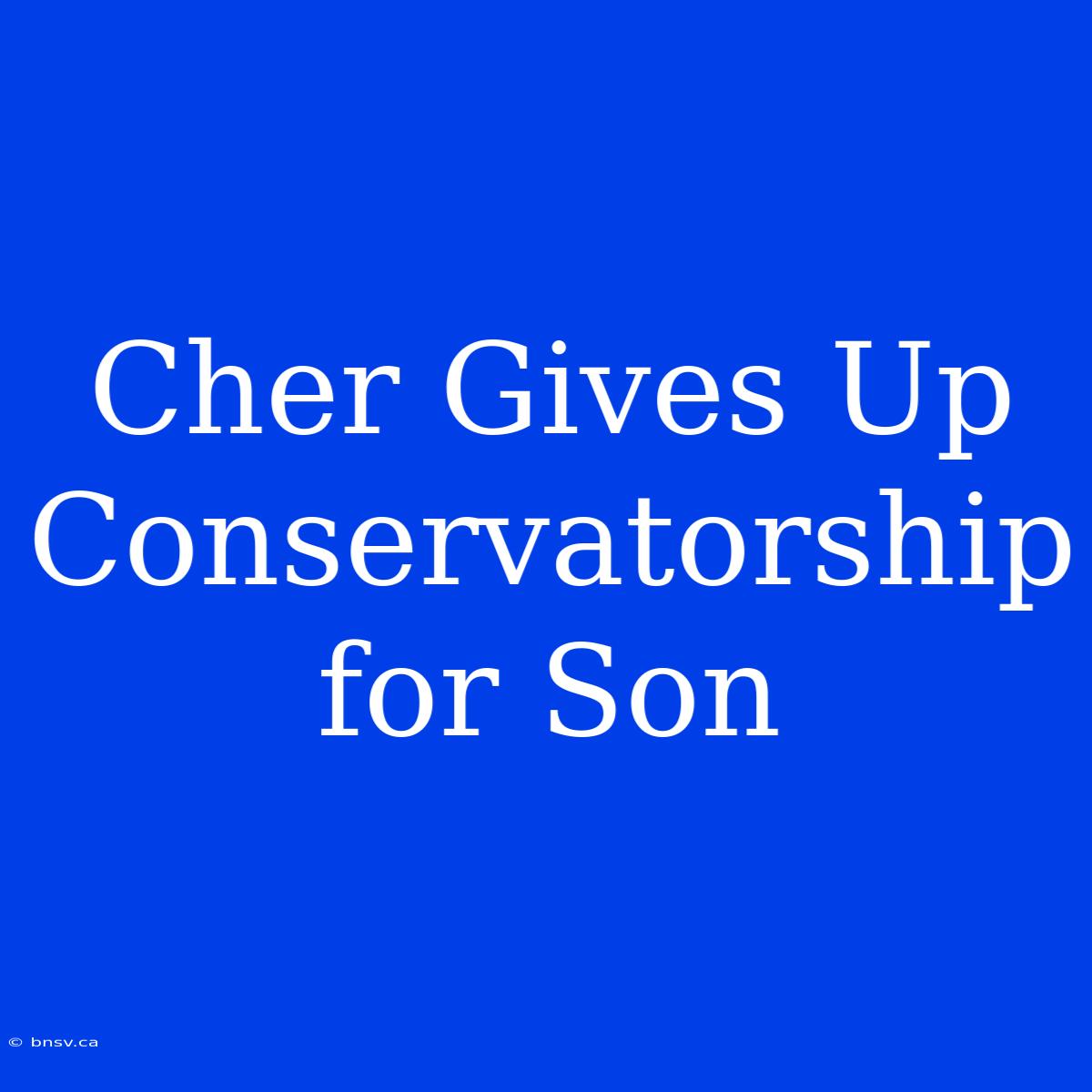 Cher Gives Up Conservatorship For Son