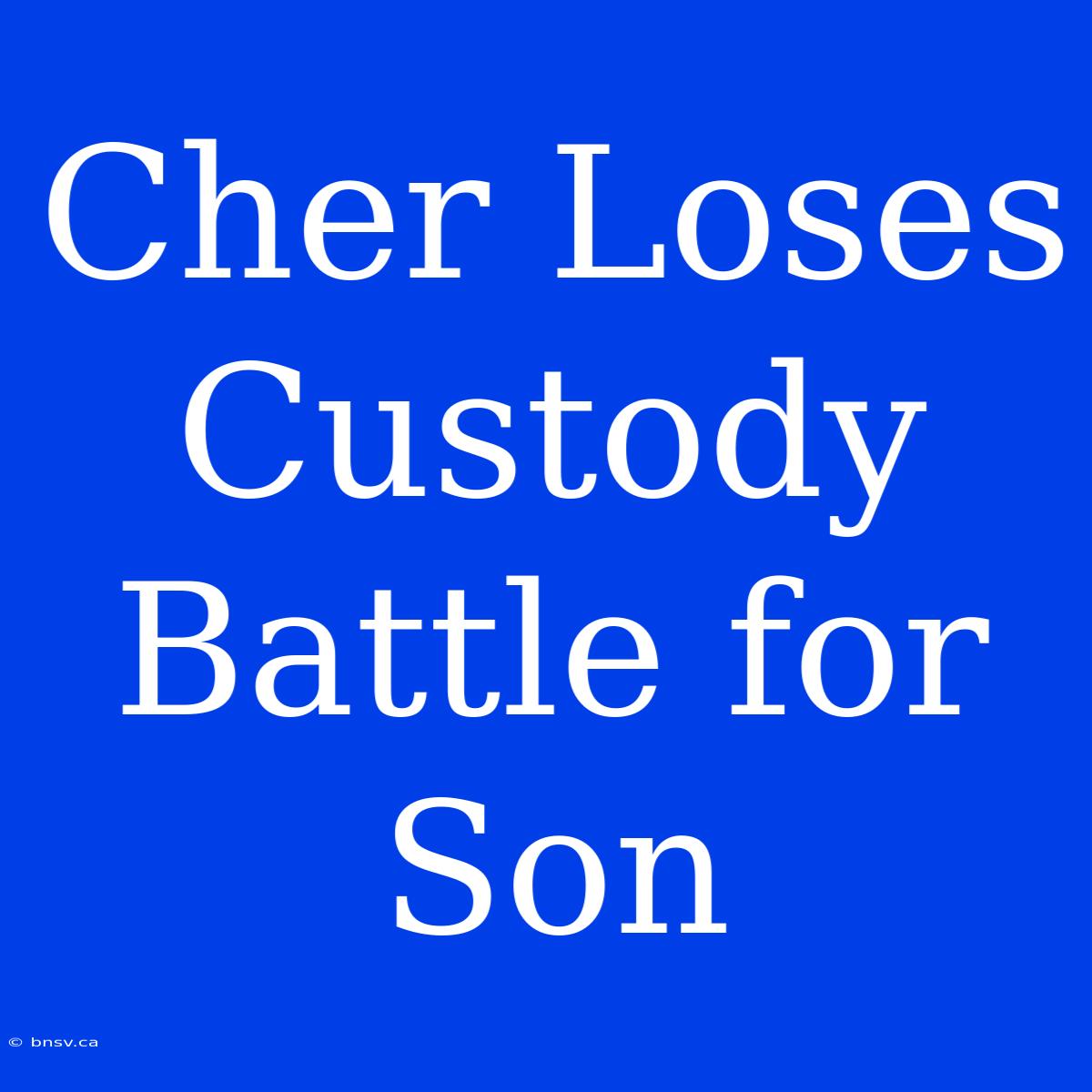 Cher Loses Custody Battle For Son